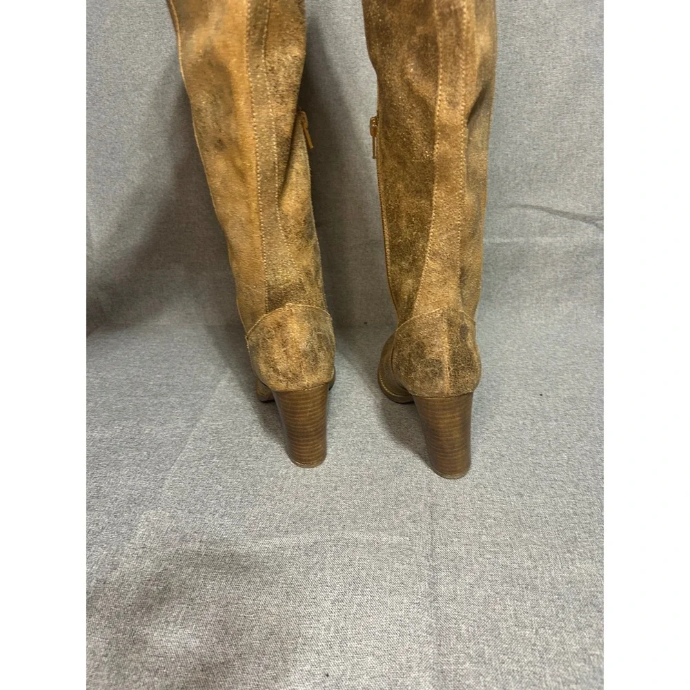 Free People Over-the-Knee Leather Boots in Distressed Brown